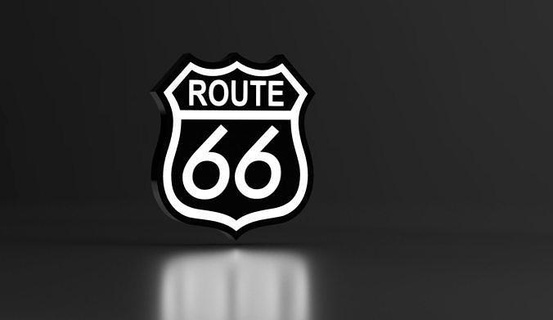 LED lampe route 66 rétro texte logo signe lumière RVB conception image art Police caractère symbole panneaux logos 3d print model - Mito3D