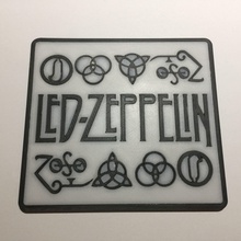 led zeppelin logo coaster stairway rock blues classicrock classic guitar bass drums music musicians table home house drink plaque sign decor 3d print model - Mito3D