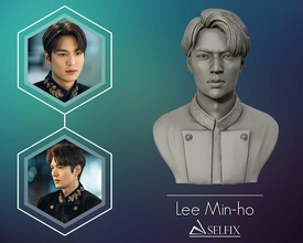 Lee min ho 3d retrato modelo escultura monocromático leeminho ator arte esculturas 3d print model - Mito3D