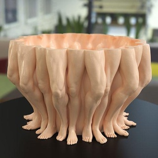 gamba forte uomo pentola fioriera vaso porta penna muscolo umano corpo toro fiore succulenta casa arredamento 3d print model - Mito3D