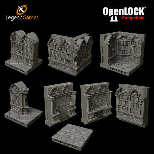 jogos lenda openlock feiticeiros biblioteca masmorra bruxo mmorpg porão mágico gótico Ravenloft brinquedos borda 3D print model - Mito3D