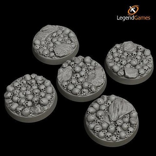 legendgames skull bases - 28-5mm round x5 warhammer 40k space marine basing games toys game accessories sigmar khorne tyranid sisters mercy gothic fantasy lowpoly ready 3d print model - Mito3D