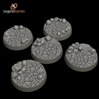 legendgames skull cracked earth bases - 25mm round x5 40k warhammer wh40k space marine games toys accessories game lowpoly military ready fantasy gothic diorama post apocalypse deadlands skirmish wasteland 3d print model - Mito3D