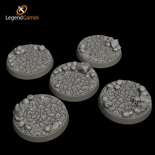 legendgames skull cracked earth bases - 32mm x5 basing warhammer space marine wolves tyranids khorne games toys game accessories skirmish lowpoly 40k sisters battle fantasy apocalypse 3D print model - Mito3D