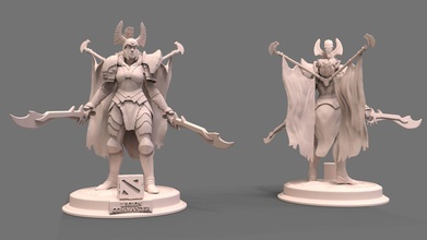 legión comandante dota2 espada armadura bandera mujer escultura caballero arte esculturas 3d print model - Mito3D
