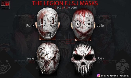 legion fjsj - dead daylight killer masks huntress horror head cosplay costumes halloween terrible mask frank dod joey julie susie collection games toys 3d print model - Mito3D
