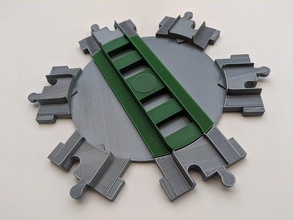 lego duplo compatibile 6 way giradischi traccia treno personalizzato unico attraversamento ferrovia rotaia giochi giocattoli 3d print model - Mito3D