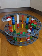 lego duplo compatible spiral elevation train track custom unique rail railway sprial climb incline games toys 3d print model - Mito3D