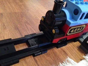 lego duplo court droit rail piste train ensemble bloquer brique modèle jeux jouets 3d print model - Mito3D