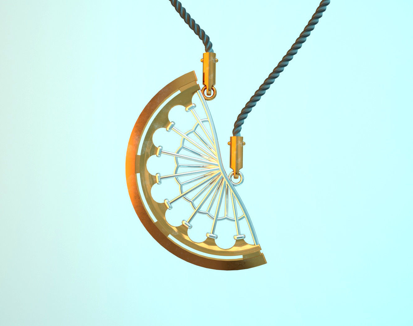 una fetta di limone, un ciondolo hendant diamante oro stampabile art gioielli argento la collana ciondoli 3D print model - Mito3D