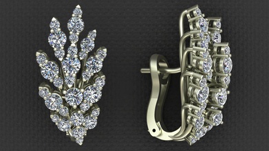 leo pizzo aretes de diamantes la joyería el diamante oreja 3d rinoceronte oro 18k 14k anillo imprimible moda personas humanos compromiso gem 3d print model - Mito3D