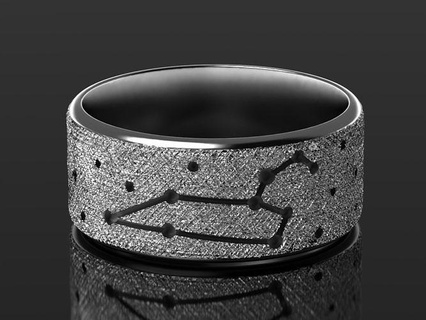 leo ring zodiac constellation rings jewel texture steel silver gold sterling nature design art 3dprinted model 3d print printing prototyping jewelry 3d print model - Mito3D