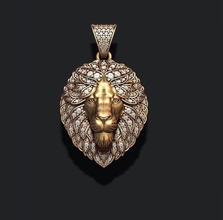 leon kolye elmas ağız kapalı takı mücevher altın Gümüş buz buzlu dışarı gem taş parlak leo aslan lüks lyux lux lyuqs 3d print model - Mito3D
