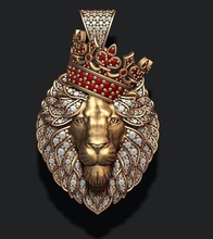 leon pendant diamonds crown 028 jewellery gold silver jewelry ice iced out diamond gemstone briliant leo lion luxury luxe lyux lux royal lyuks jewel pendants 3d print model - Mito3D