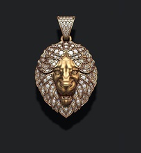 leon pendant diamonds opened mouth jewelry jewellery gold silver jewel tiger enamel angry roaring ice iced out diamond gem gemstone briliant mammal leo lion pendants 3d print model - Mito3D