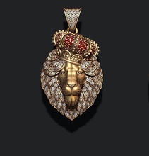 leon pendant royal crown diamonds closed mouth jewelry jewellery gold silver ice iced out diamond gemstone briliant leo lion luxury luxe lyux lux lyuks jewel pendants 3d print model - Mito3D
