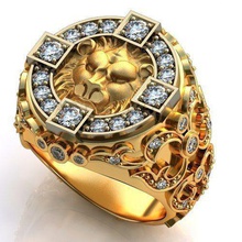 leon anneau de bijou bijoux lion l'anneau bague en diamant l'engagement d'argent mode beauté vintag mariage le saphir imprimable joyau cad les anneaux 3d print model - Mito3D
