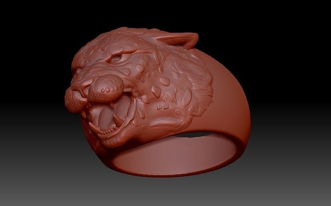 leopard art head cat panter predator rings cnc jewelry 3D print model - Mito3D