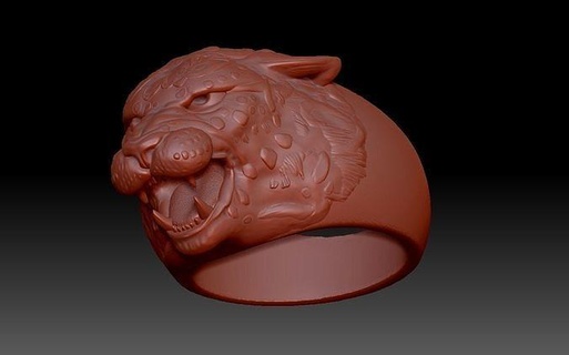 leopardo Arte cabeza gato panter depredador anillos cnc joyería joya 3d print model - Mito3D
