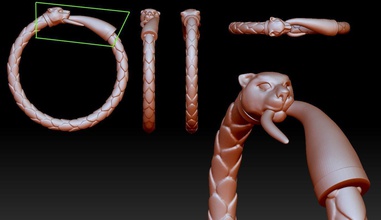 leopar bilezik toka doğa hayvan 3dmodel 3dprinting takı mücevher kolye yüzük vahşi kuyruk baş biyoloji anatomi bilezikler 3d print model - Mito3D