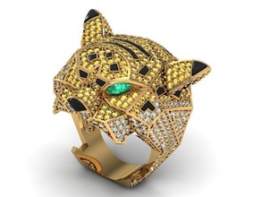 leopardo diamante anillo joyería joya hombres mujer animal anillos 3d print model - Mito3D