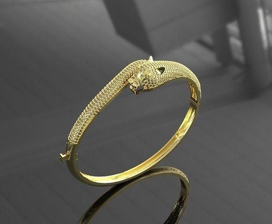 leopard jewellery bracelet ring jewelry gold silver diamond jewel wedding fashion beauty gem pendant necklace engagem cad engagement bracelets 3d print model - Mito3D