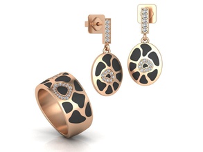 leopard ring-Ohrring-set Schmuck Ringe set diamondring Hochzeit bedruckbar ist Silber Mode puma 3dring 3d print model - Mito3D