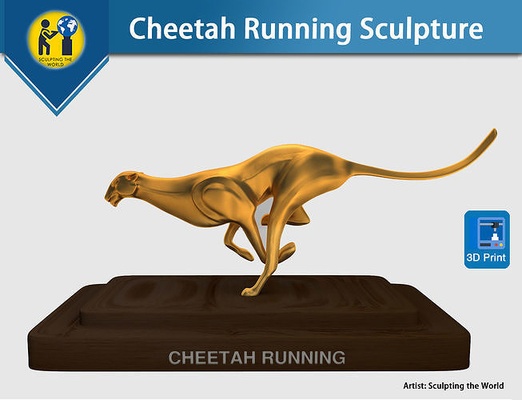 leopardo corriendo escultura v1 3d imprimible estatua interior premio diseño buda moderno medalla naturaleza campeón liga arte salvaje gato miniatura gratis modelo arquitectónico esculturas 3d print model - Mito3D