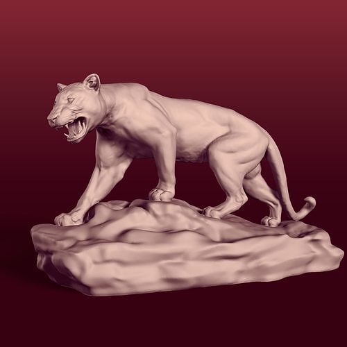 leopard statue animal art sculpture figurine print monument sculpt lion statuette lioness puma cougar panther jaguar lynx tiger original design sculptures 3D print model - Mito3D