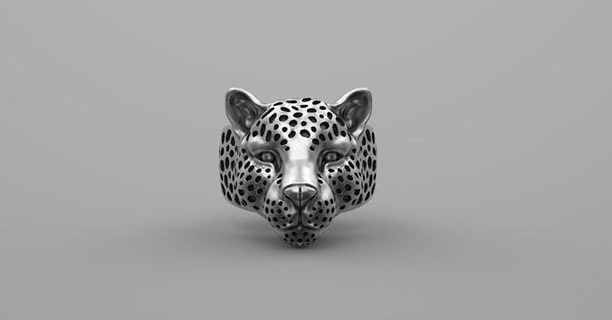 léopard bague bijoux anneaux argent or mode bijou tête art Humain 3d 3djewelry zbrush matrice animal animalier 3d print model - Mito3D