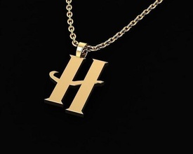 letter h jewelry gold art silver sterling harry potter font pandant initial lettera alphabet printable necklace yellow white chain language pendants 3d print model - Mito3D