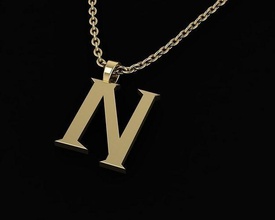 letter jewelry gold art silver sterling harry potter font pandant initial lettera alphabet printable necklace yellow white chain language pendants 3d print model - Mito3D