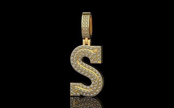 letter letter  gold stone necklace pendant  jewelry necklaces silver gem letterbox printable rose font 3d print model - Mito3D