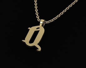 letter q jewelry gold art silver sterling harry potter font pandant initial lettera a alphabet printable necklace yellow white chain language pendants 3d print model - Mito3D