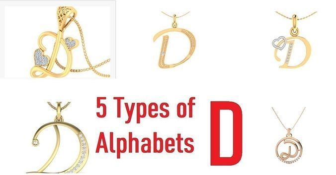 letter alphabet-d pendant 3dm stl render wedding jewellery printable diamond silver gold jewelry alphabet initiial sterling platinum luxury precious necklace pendants initials 3D print model - Mito3D