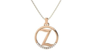 letter alphabet-z pendant 3dm render jewellery diamond gold jewelry sterling alphabet initials printable necklace jewel pendants alphabets light wt 3d print model - Mito3D