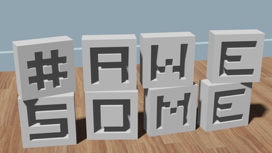 letter blocks alphabet set poly symbol font text pixel art typography language toys games 3d print model - Mito3D