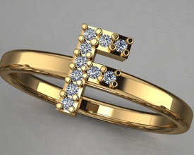Brief f ring Schmuck gold Hochzeit Luxus engagement gem Diamant-ring genial Juwel Mode-Schönheit sterling bedruckbar ist kostbar Silber Mode alphabet diamant Ringe 3d print model - Mito3D