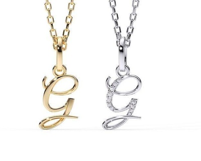 letter g necklace jewelry pendant gold silver diamond pendants printable jewel jewellery 3d print model - Mito3D