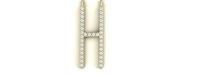 lettre diamant pendentif or argent platine luxe bijoux initiale initiales diamants gemmes pierres précieuses rond Collier pendentifs 3d print model - Mito3D