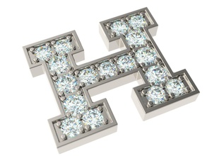 lettera h gioielli di testo stampabile gemme oro argento altri 3d print model - Mito3D