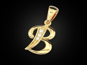 lettera b iniziale pendente collana gioielleria stampa 3dprinted stampabile design gioiello d'oro moda oro prototipazione argento ciondoli 3d print model - Mito3D
