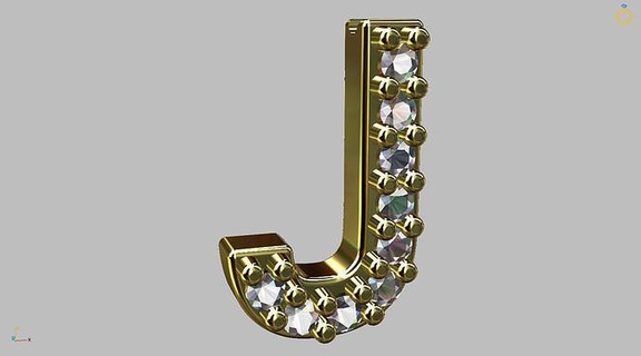 letter j - 8mm 3d printable stl 3dm rhinoceros matrix jewerly joias ring earring bracelet bento models modelos pendant alphabet jewelry 3d print model - Mito3D