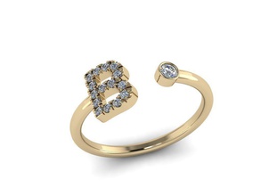 lettre bijoux bague or platine engagement luxe gemme mariage précieux argent imprimable bijou brillant diamant fête anniversaire anneaux 3d print model - Mito3D