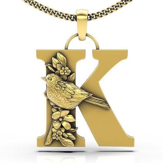 letter k pendant gold jewelry printable 3d model silver sterling design zbrush alphabet letterbox white font statue trend fashion wedding pendants 3d print model - Mito3D