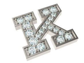 a letra k jóias carta texto printable gemas ouro de prata outros 3d print model - Mito3D