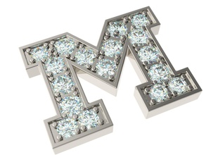 letra m jóias carta texto printable gemas ouro de prata outros 3d print model - Mito3D