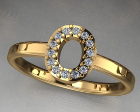 letter o ring jewelry printable diamond jewellery brilliant jewel engagement fashion beauty gold brillant apparel diamant droplight alphabet rings 3d print model - Mito3D