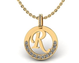 r letter pendant jewelry gold silver diamond jewellery necklace brilliant gem white fashion beauty printable ruby alphabet font pendants language 3d print model - Mito3D