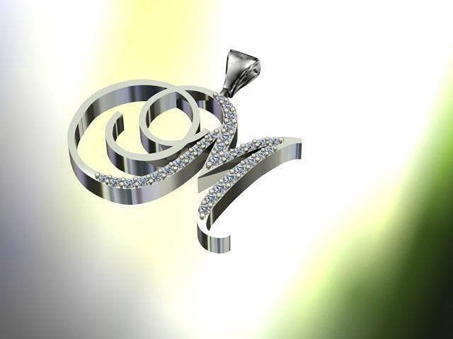 letter pendant luxury jewellery jewelry diamond silver rose bright fashion pendants 3D print model - Mito3D